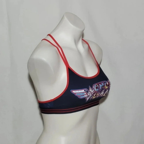 Wonder Woman Wire Free Strappy‎ Bralette XS X-SMALL Navy Blue NWT - Picture 2 of 6